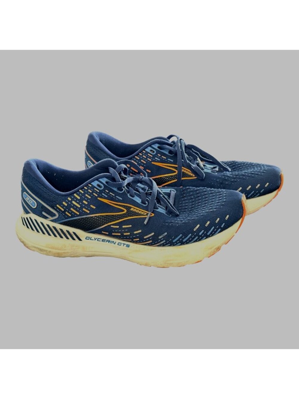 Brooks Glycerin GTS 20 Mens Size 11 Navy Blue Orange Running Shoes 1103831D444